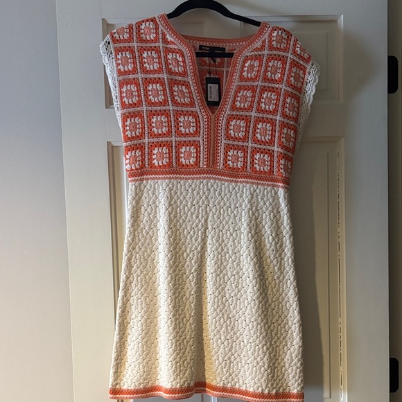 MAJE Roby Floral Crochet Minidress In Jaunes / Oranges-BNWT - Picture 2 of 11